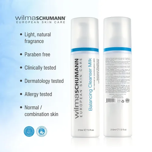 Vista 4 de WILMA SCHUMANN Leche limpiadora facial equilibrante, lavado facial diario, limpiador facial para piel normal, 7 onzas