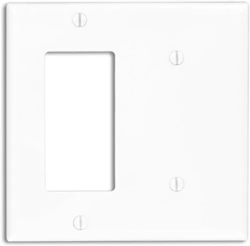 Vista 9 de Leviton Decora/ICFT - Placa de pared para combinación de dispositivos de 2 unidades, 1 blanco, tamaño estándar, 80708