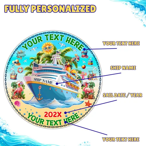 Vista 2 de Imán grande personalizado para puerta de crucero, texto personalizado, nombre, año, viaje, crucero, impermeable, magnético para cabaña