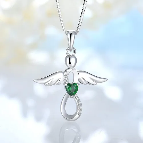 Vista 2 de FJ Collar de ángel infinito para mujer, collar de amuleto de ángel de la guarda de Brithstone