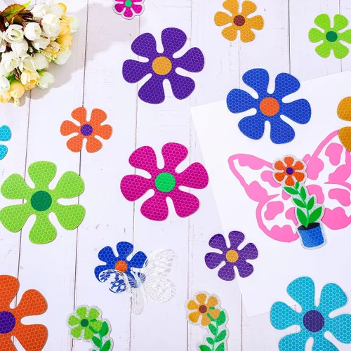 Vista 5 de Whaline 24 calcomanías magnéticas de flores de primavera, calcomanías magnéticas multicolor de flores en maceta, calcomanías magnéticas