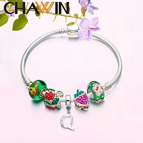 Vista 4 de Abalorios de cristal de Murano auténticos dijes de plata de ley 925 con núcleo de flor roja, corazón rosa, cuentas de vidrio blancas y amarillas
