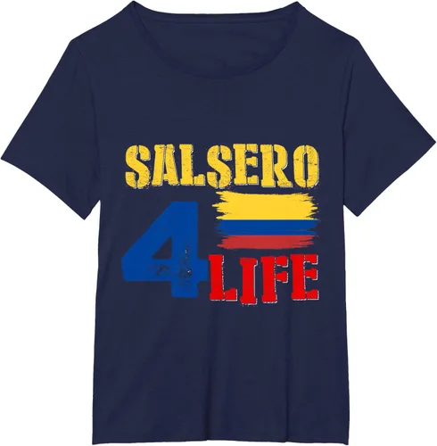 Vista 7 de Salsa Colombiana Gift - Camiseta de música con bandera colombiana Negro