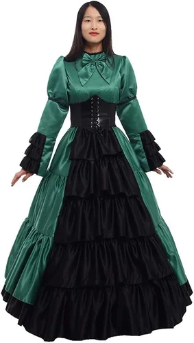 Vista 4 de GRACEART - Disfraz estilo victoriano , rococó, para mujer (vestido y miriñaque)