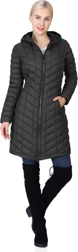 Vista 9 de Outdoor Ventures Abrigo Puffer Largo con Capucha Maryan para Mujer, Ultra Ligero, Cálido, Thermolite (Fiel a la talla. Orden Tamaño Normal) Tinta