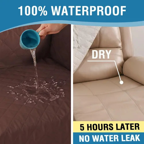 Vista 3 de H.VERSAILTEX Funda reclinable 100% impermeable de 1 pieza para sofá reclinable de 3 cojines, funda protectora de muebles con respaldo antideslizante