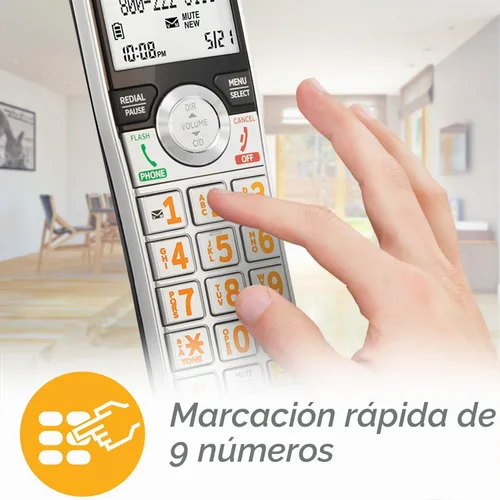 Vista 12 de AT&T CL84107 DECT 6.0 Teléfono expandible con cable/inalámbrico con bloqueador de llamadas inteligente, negro/plata con 1 auricular