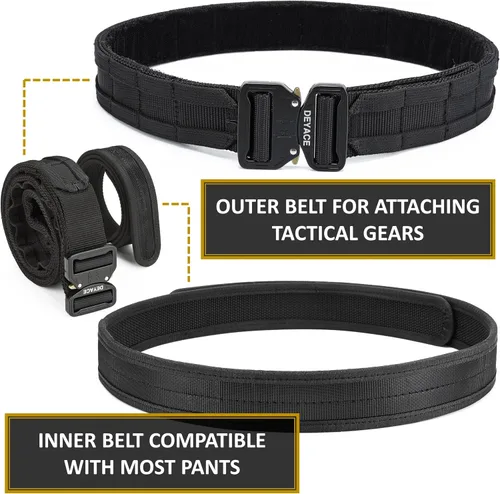 Vista 2 de DEYACE Cinturón de batalla de liberación rápida, cinturón táctico MOLLE resistente de 1.75 pulgadas y cinturón interior EDC de 1.5 pulgadas