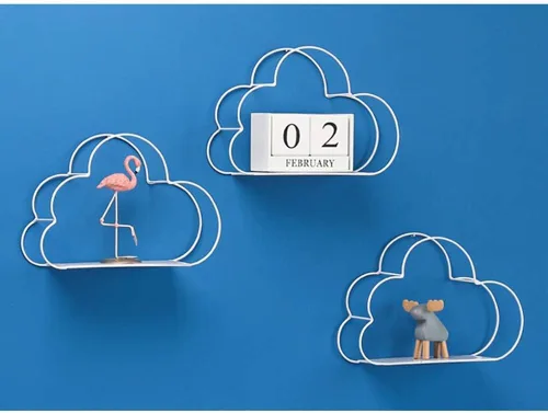 Vista 5 de Estante de almacenamiento de metal con forma de nube, estantes de pared flotantes, estantes de almacenamiento de hierro, organizador de decoración