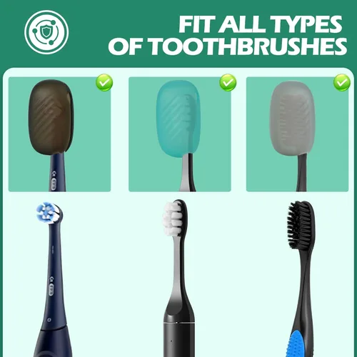 Vista 2 de Lapfoon - Juego de 6 fundas para cepillos de dientes, tapa de silicona para cepillos de dientes Tapones de cepillo de dientes para cabezal