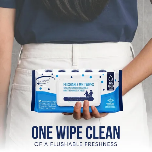Vista 6 de Air Jungles Toallitas desechables de 150 unidades para adultos y niños, XL de 7 x 7 pulgadas con aloe vera y vitamina E para piel sensible