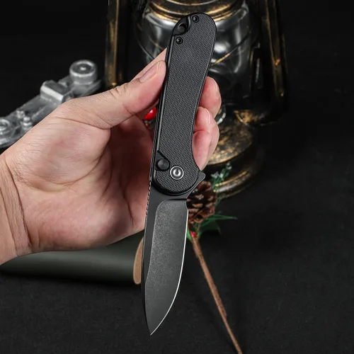Vista 3 de CIVIVI Elementum II - Navaja de bolsillo plegable, hoja de acero Nitro-V de 2.96 pulgadas, mango G10, cuchillo utilitario con clip de bolsillo Negro