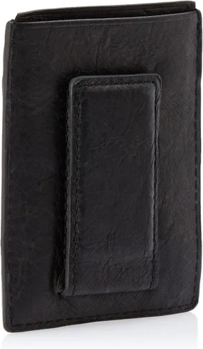 Vista 2 de Fossil Funda magnética minimalista de cuero para hombre con clip de dinero y bolsillo frontal Negro