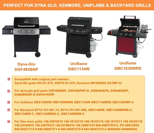 Vista 2 de 70-01-273 Piezas de parrilla para rejillas Dyna Glo DGF493BNP, DGF493PNP-D, DGB495SDP, DGB495SDP-D, DGB494SPB, reemplazo para rejillas de parrilla