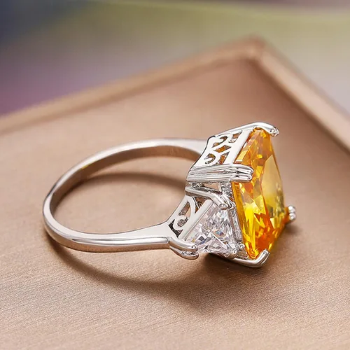 Vista 4 de Psiroy Anillo de plata de ley 925 para mujer con relleno de turmalina de 3 ct