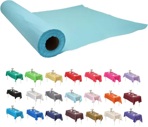 Vista 29 de Rollo de plástico para cubierta de mesa color verde manzana, 40 pulgadas x 100 pies, rollo de plástico resistente para cubierta de mesa de banquetes