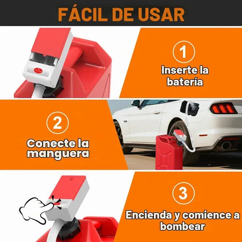 Vista 6 de Bomba automática de transferencia de combustible con sensor de parada automática, bomba de gasolina portátil rápida y segura con 3 adaptadores
