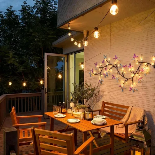 Vista 5 de Willow - Luz de vid con mariposa 48 LED de 5.9 pies, decoración de pared encantada, 8 modos de luz para decoración de pared interior del hogar