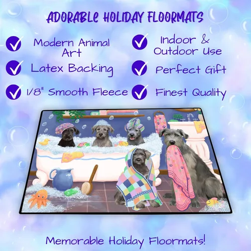 Vista 2 de Doggie of the Day Wolfhound Dog Floor Mat - Rub A Dub Dogs in A Tub - Best Dog Doormat - Protector Decor - Unique Portrait Art - Premium Quality