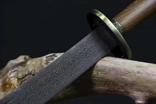 Vista 6 de Espada ancha china de acero doblado de Damasco de 39 pulgadas dinastía Qing Dao Kung Fu Sharp Sword Knight Machete