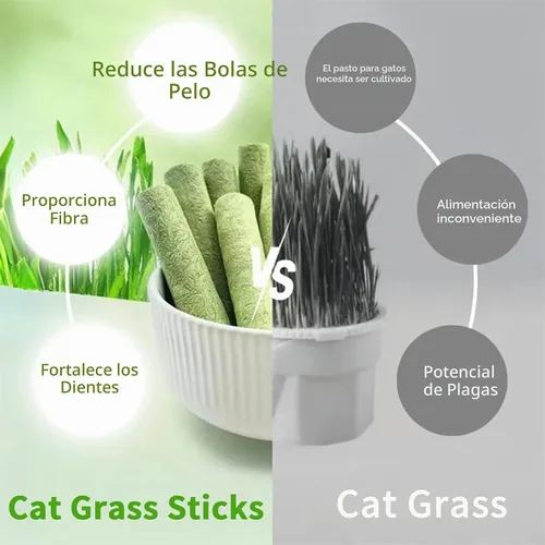 Vista 4 de Meowly Palitos de hierba de gato de 3.88 oz para gatos, palitos de hierba natural con sabor a pollo para limpieza de dientes y remedio para bolas