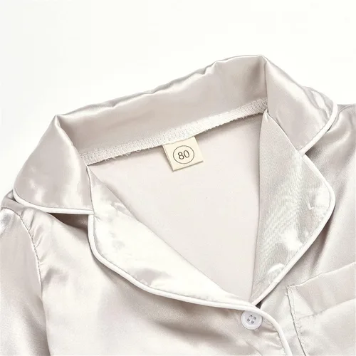 Vista 2 de TBUIALL Pijamas para niños pequeños, bebés, recién nacidos, de manga larga, con retazos sólidos, blusa, pantalones de pijama