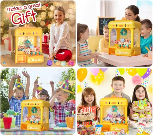 Vista 5 de Cxjoigxi gran máquina de pinzas para niños y adultos con premios, sonido y luz ajustables, mini máquina expendedora para niñas y niños, juego
