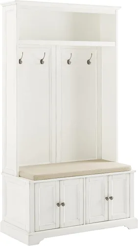 Vista 13 de Crosley Furniture Holbrook Hall - Banco para zapatos Espuma de mar envejecida azul