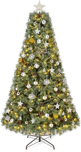 Vista 21 de Goplus Árbol de Navidad de abeto artificial preiluminado de 4.5 pies con Rosa