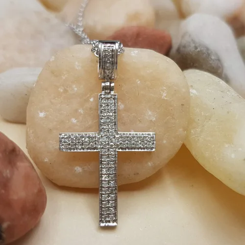 Vista 8 de Dazzlingrock Collection Colgante deslizante redondo de cruz de hip hop helado de diamante blanco con cadena de 18 pulgadas para hombres