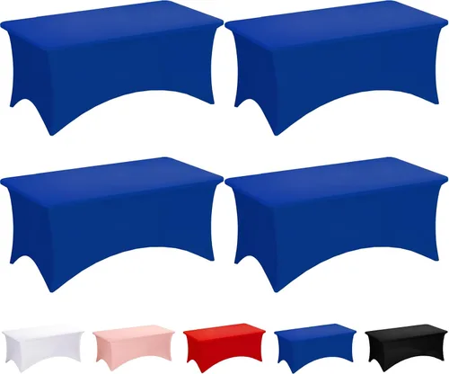 Vista 76 de Fixwal Paquete de 6 Manteles de Mesa Rectangulares, Cubierta de Mesa de 6 Pies, Mantel Blanco Rectangular Ajustado Elástico Rectangular, Cubierta