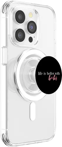Vista 3 de La vida es mejor con libros, bibliotecario rosa para profesores, PopSockets, MagSafe PopGrip para iPhone
