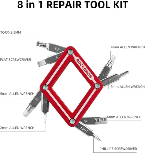 Vista 2 de ROCKBROS Kit de herramientas de reparación de bicicletas, 8 en 1, herramienta de cadena de bicicleta, herramienta de cadena de bicicleta, llave