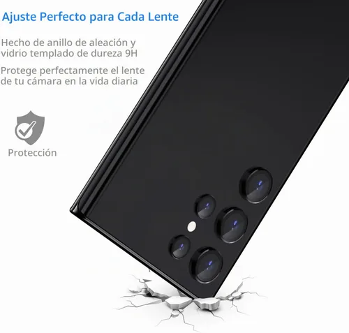 Vista 4 de Protector de lente de cámara para Samsung Galaxy S22 Ultra, protectores de lente individuales con marco de alineación, funda protectora de pantalla