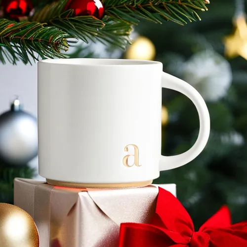 Vista 4 de COLLECTIVE HOME - Tazas de cerámica con monograma, tazas de café con inicial dorada de 15 onzas, elegantes tazas de té del alfabeto, elegante taza p