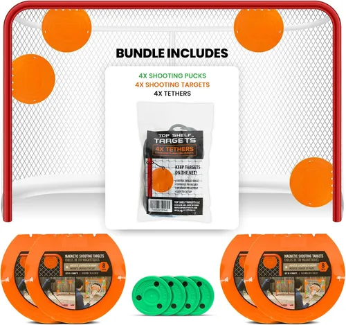 Vista 12 de Top Shelf Targets Paquete Combinado con Objetivos de Hockey Magnéticos Duraderos/Objetivos de Portería de Lacrosse, 4 Correas de Sujeción y 4 Discos