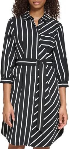 Vista 2 de Karl Lagerfeld Paris Vestido camisero midi a rayas para mujer