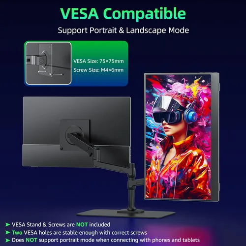 Vista 5 de kksmart Monitor portátil de 15.6 pulgadas 1080P FHD 86% sRGB 60Hz, monitor de viaje para laptop, MacBook Surface PC, Xbox PS5, HDMI Dual USB-C VESA