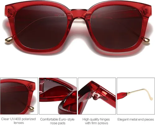 Vista 3 de SOJOS Lentes de sol polarizados cuadrados clásicos para mujeres y hombres retro modernos protección ultravioleta UV400 SJ2050