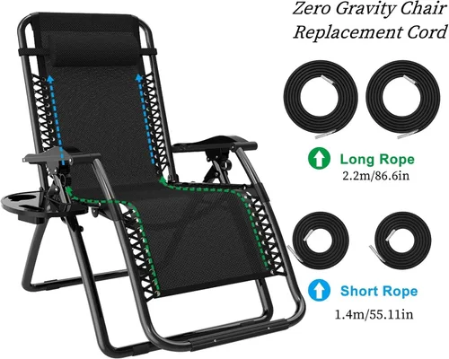 Vista 3 de SABBAG Cable de repuesto para silla de gravedad cero, repuesto para silla antigravedad, 4 cuerdas elásticas elásticas, herramienta de reparación