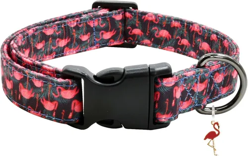Vista 8 de Lindo collar de algodón para perro, patrones de flores, collares suaves y ajustables para cachorros, para hembras, perros pequeños, medianos