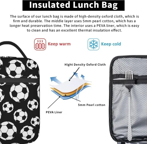 Vista 4 de Gianlaima Fiambrera aislada de fútbol americano para mujeres y hombres, bolsa de almuerzo portátil reutilizable para oficina, trabajo, viajes