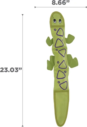 Vista 6 de Outward Hound - Fire Biterz. Juguetes chillones para perro hechos de material para mangueras contra incendio reales Verde (Green Lizard)