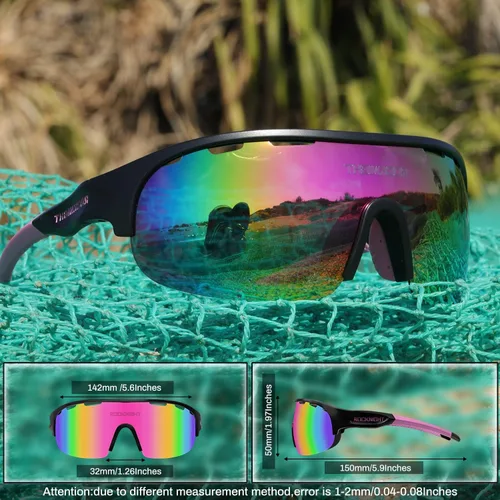 Vista 2 de ROCKNIGHT Gafas de sol deportivas polarizadas de alta definición, para ciclismo, conducción, béisbol, exteriores, ultraligeras, TR90, marco grande