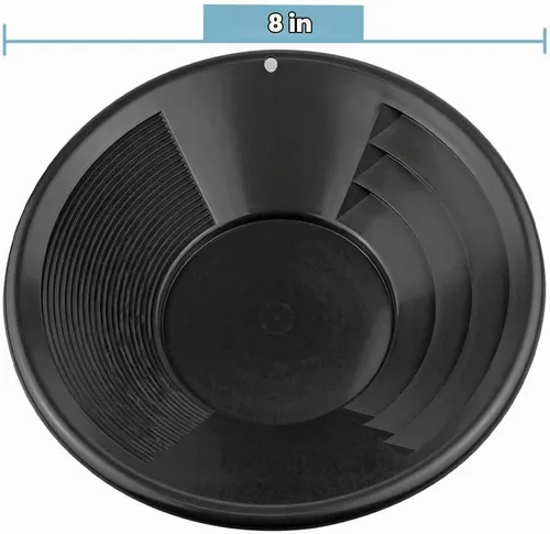 Vista 4 de SE Bandeja para Buscar Oro de 8 Pulgadas - Estrías Dobles para Minería y Prospección más Fácil, Negro