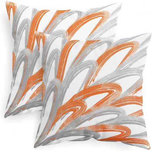 Vista 10 de CaliTime Juego de 2 fundas de almohada decorativas de vellón de dos tonos con plumas abstractas para sofá, cama, decoración de casa rural, 16 x 16