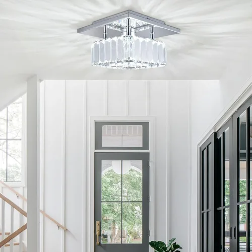 Vista 7 de CLAIRDAI Lámpara de techo de cristal cuadrada de montaje empotrado, lámpara de techo LED moderna, lámpara de techo de cristal para cocina, pasillo