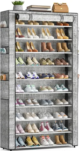 Vista 11 de OYREL Zapatero alto a prueba de polvo, organizador de zapatos de gran capacidad de 8 niveles, 32-40 pares de zapatos