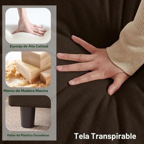 Vista 3 de Sofá de nube en forma de U de 104 pulgadas, sofá modular convertible, cómodos sofás con diván doble y reposabrazos para dormir, sofá modular de 4