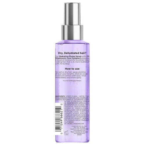 Vista 8 de L'Oréal Paris Elvive Hyaluron Plump - Suero capilar hidratante para rellenar con complejo de ácido hialurónico, para cabello deshidratado y seco